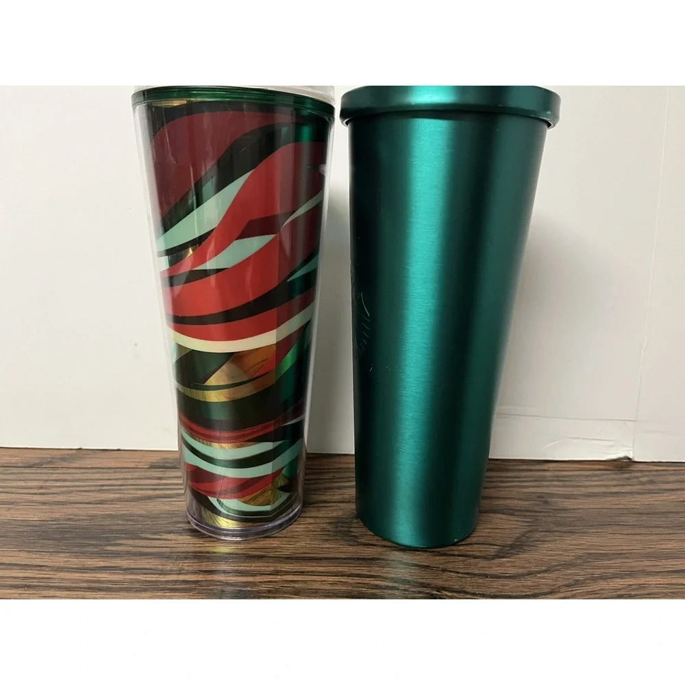 Starbucks Multi Color Swirl Tumbler and‎ Teal Metallic Tumbler both 24oz
